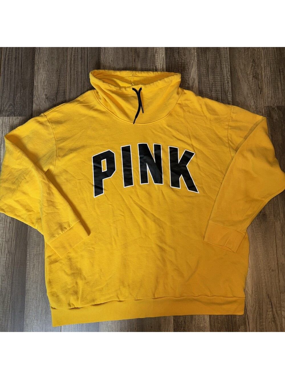 Victoria's Secret Pink Womens Yellow Long Sleeve Pullover Sweatshirt Size Large